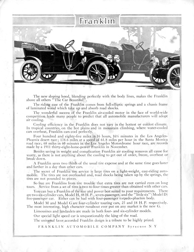 1911 Franklin Auto Advertising